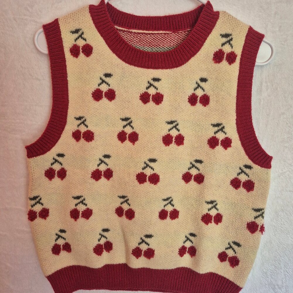 Cider Cherry Sweater Vest NWT Sz M Cottagecore Coquette 90s Y2K Preppy Academia